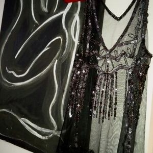 ☠️💜 LUXURIOUS HANDMADE 🖤☠️beading/sequin Tank